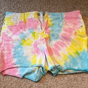 Judy Blue Pink and Blue Tie-Dye Jean Shorts